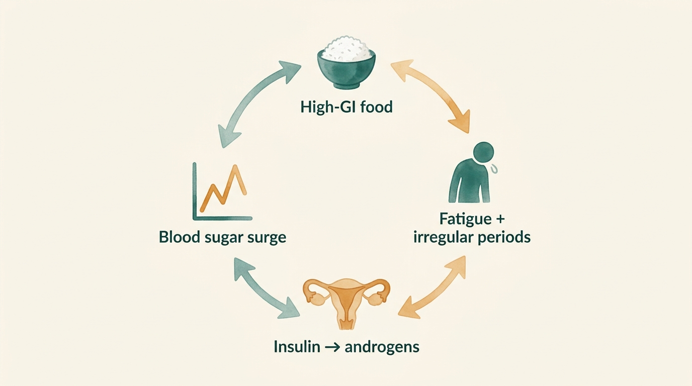 Diagram showing the PCOS insulin resistance cycle