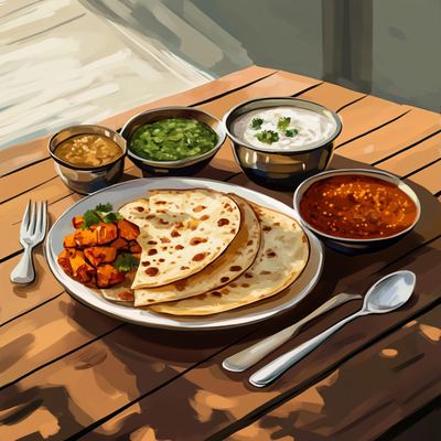 Roti, Veggies & Curd