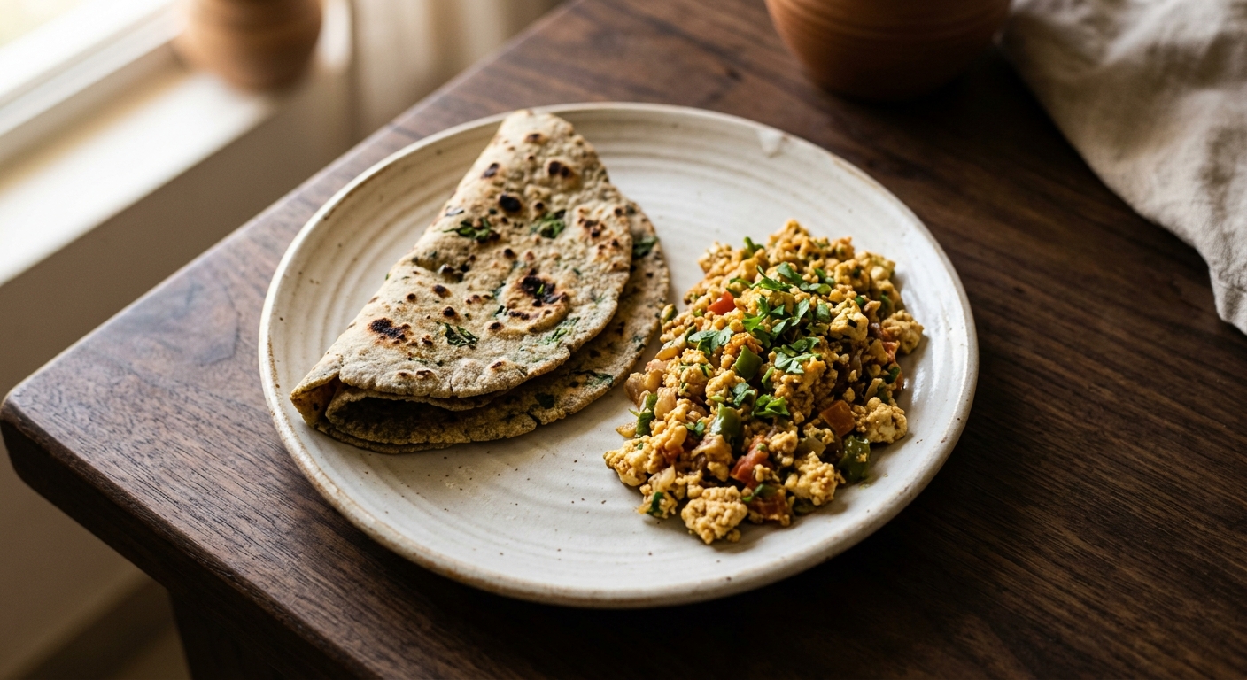 Methi bajra roti with paneer bhurji — a magnesium- and protein-rich PCOS dinner